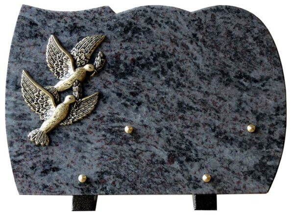 plaque funeraire granit colombes en bronze