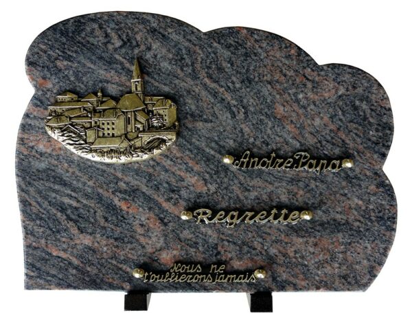 plaque cimetiere granit eglise en bronze