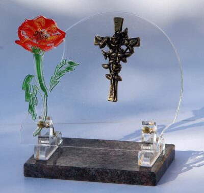 plaque funeraire croix fleurie