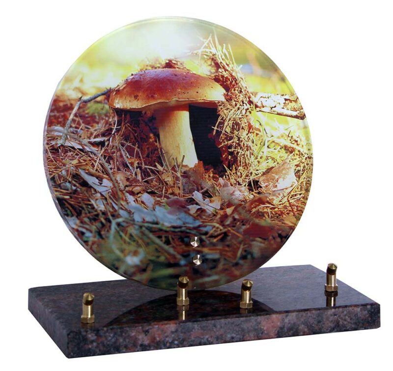 plaque funeraire altuglas avec champignon