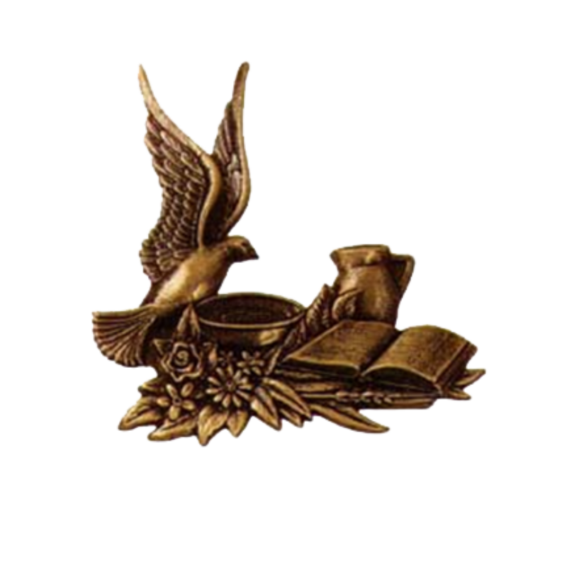 bronze funeraire oiseau écuelle
