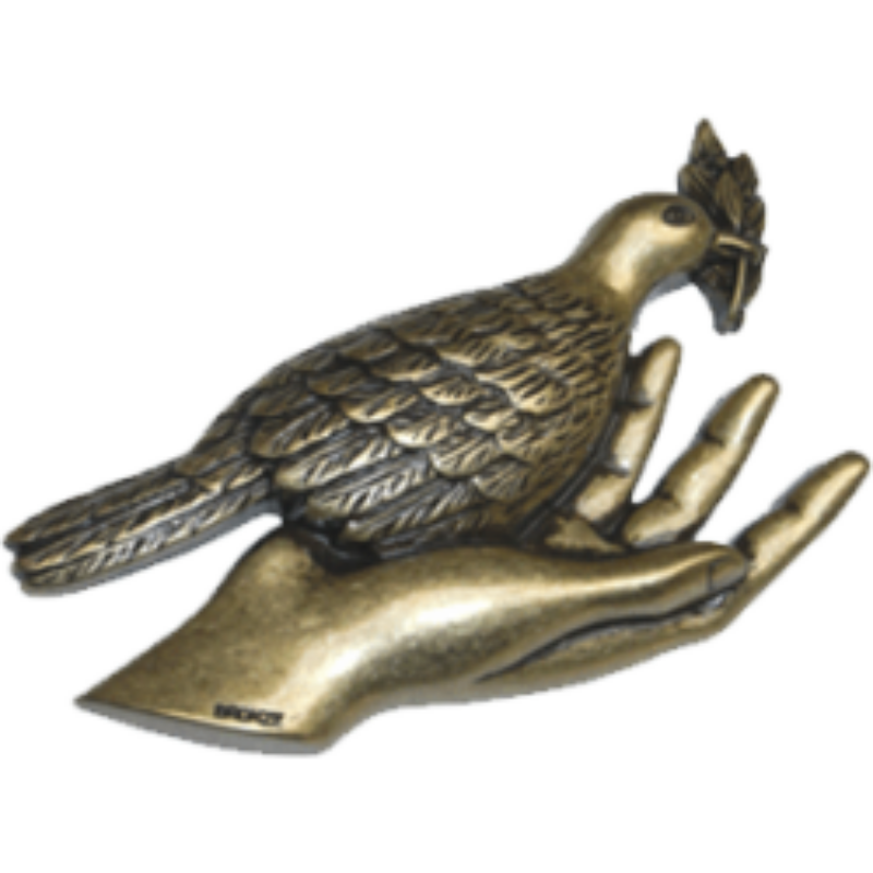 bronze funeraire colombe dans la main