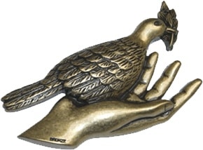 Bronze colombe sur la main