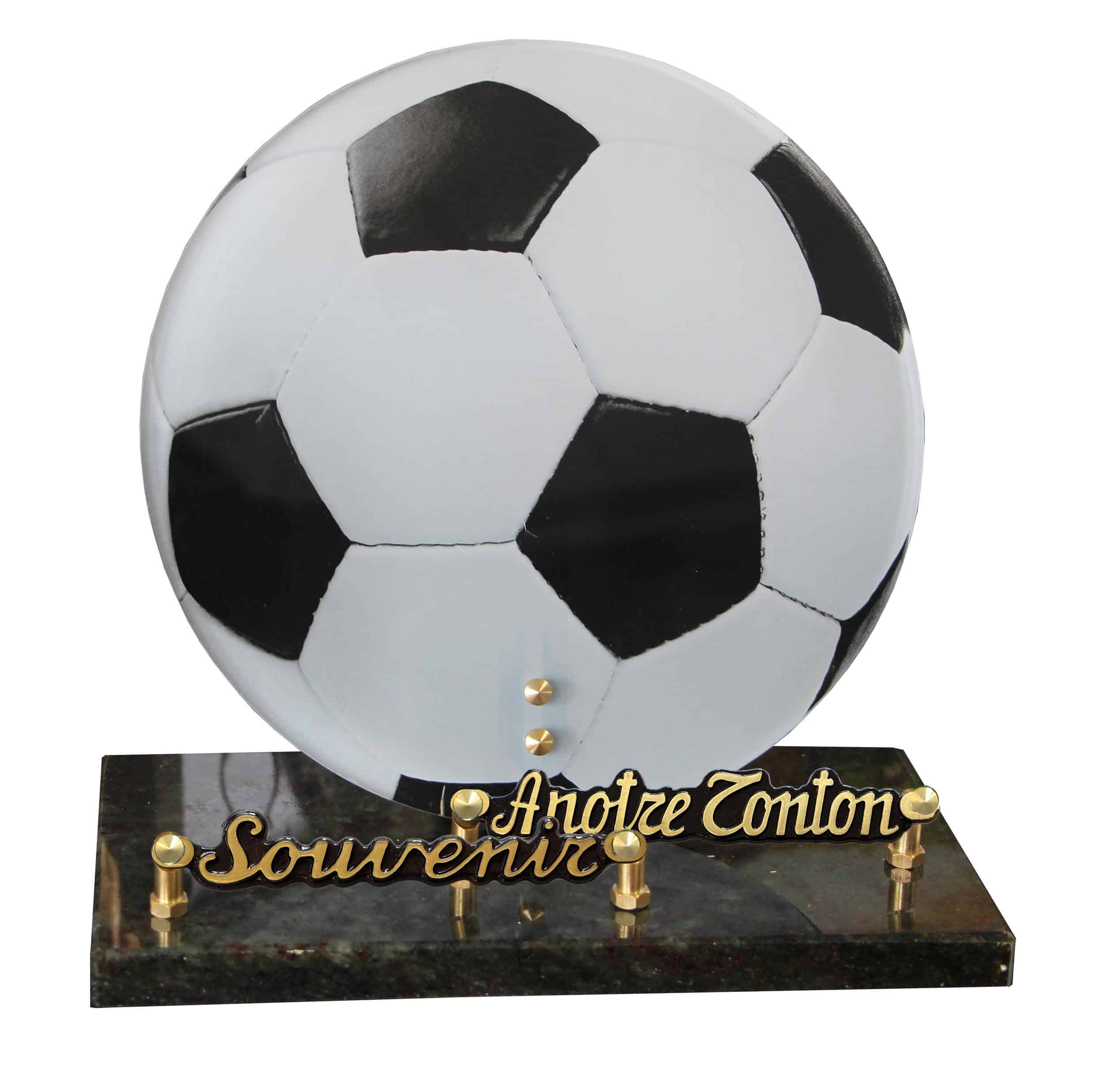 Plaque Funéraire Schiste Ballon de Football