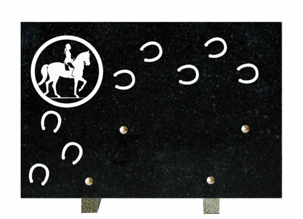 plaque mortuaire motif de cheval