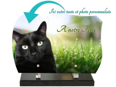 plaque funéraire chat et texte personnalisé