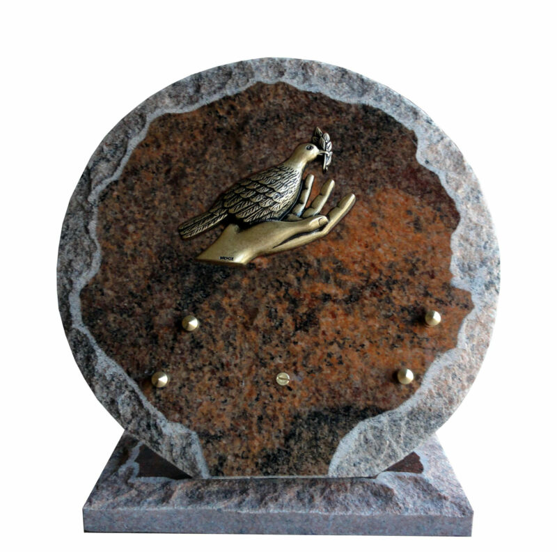 plaque funeraire granit ronde avec colombe