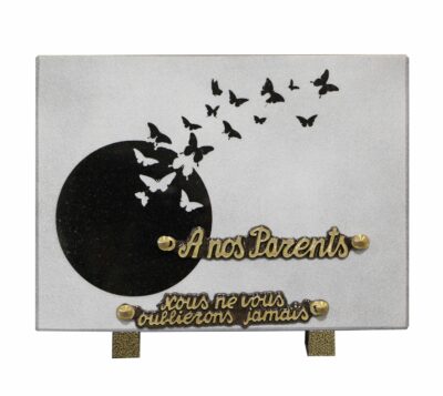 plaque funéraire papillons