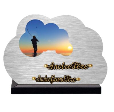 plaque funéraire pêcheur et coucher de soleil