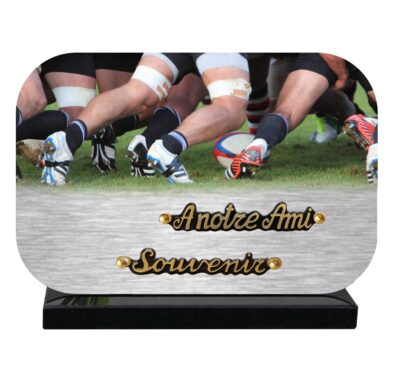 plaque funéraire rugby la mêlée