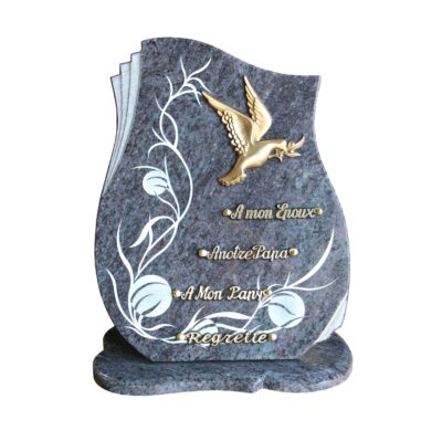 plaque funéraire fleur et colombe