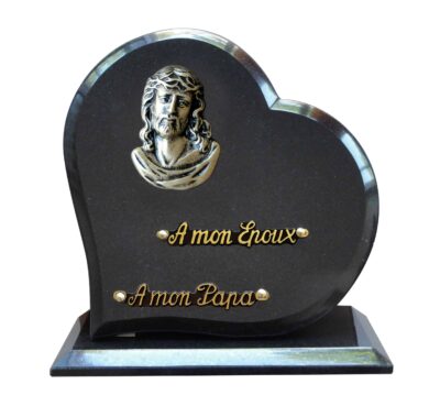 plaque funéraire cœur et christ