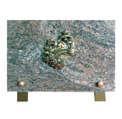 plaque funéraire maison et petit pont