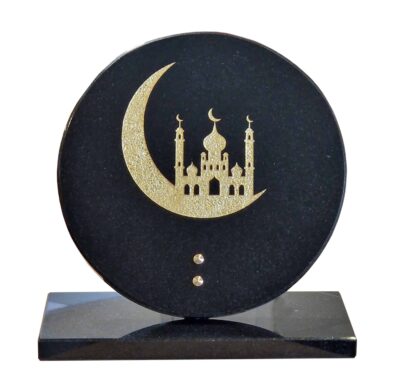 plaque funéraire mosquée feuille d'or