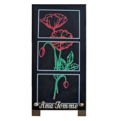 plaque funéraire coquelicot peint