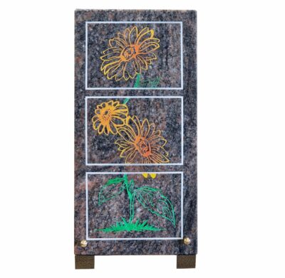plaque funéraire tournesol peint