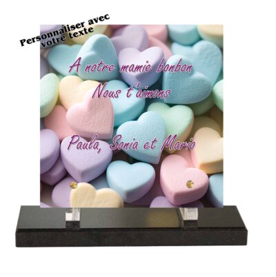 plaque funéraire petits coeurs colorés