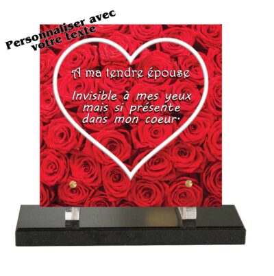 plaque funéraire roses rouges