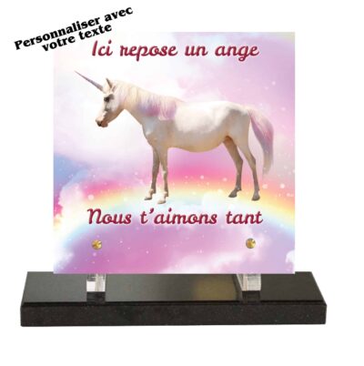 plaque funéraire licorne personnalisable