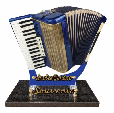 plaque funéraire en forme d'accordéon bleu