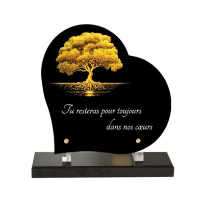 P-637 Arbre vie doré plaque funéraire arbre de vie doré