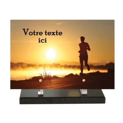 plaque funéraire coureur coucher de soleil