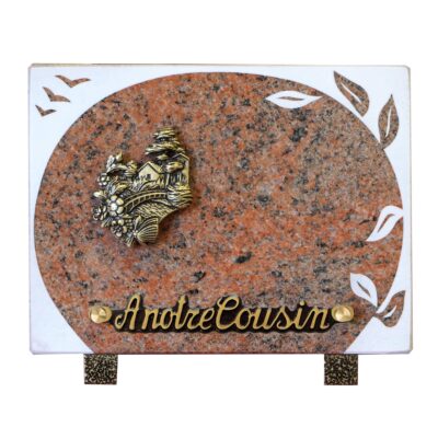plaque funéraire maison avec pont